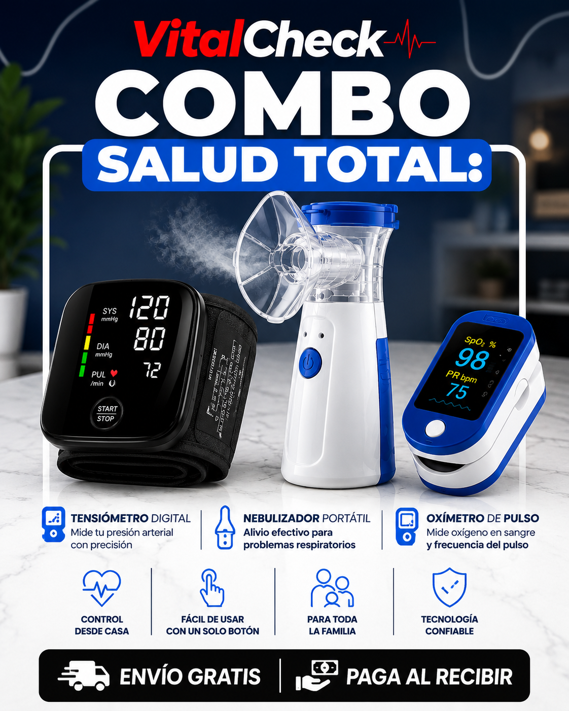 VitalCheck 3 en 1™ | Kit de Monitoreo para el Hogar
